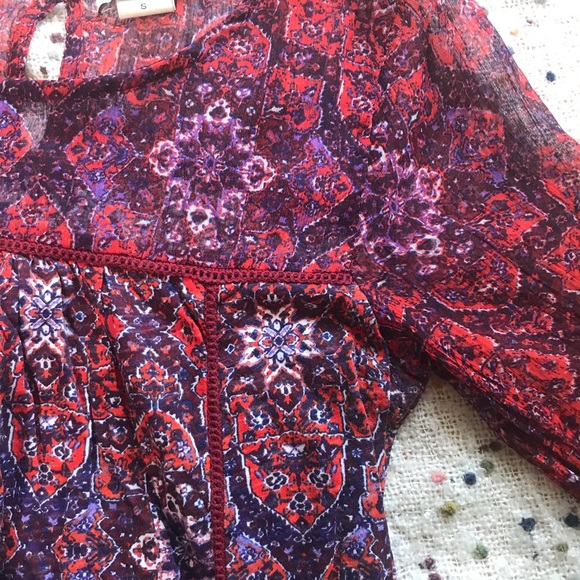Lucky Brand Paisley Peasant Blouse - Picture 2 of 13